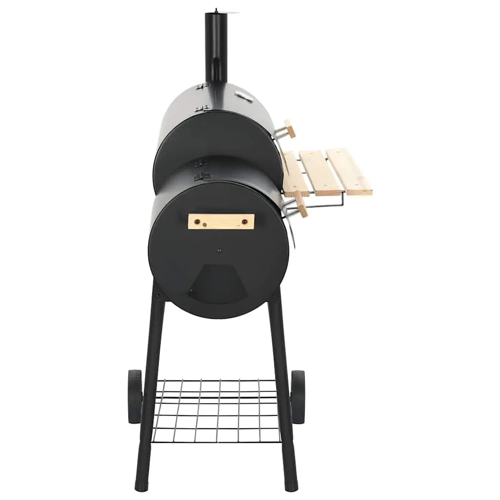 Charcoal BBQ Offset Smoker Grill Outdoor Cooking Chamber Firebox Black