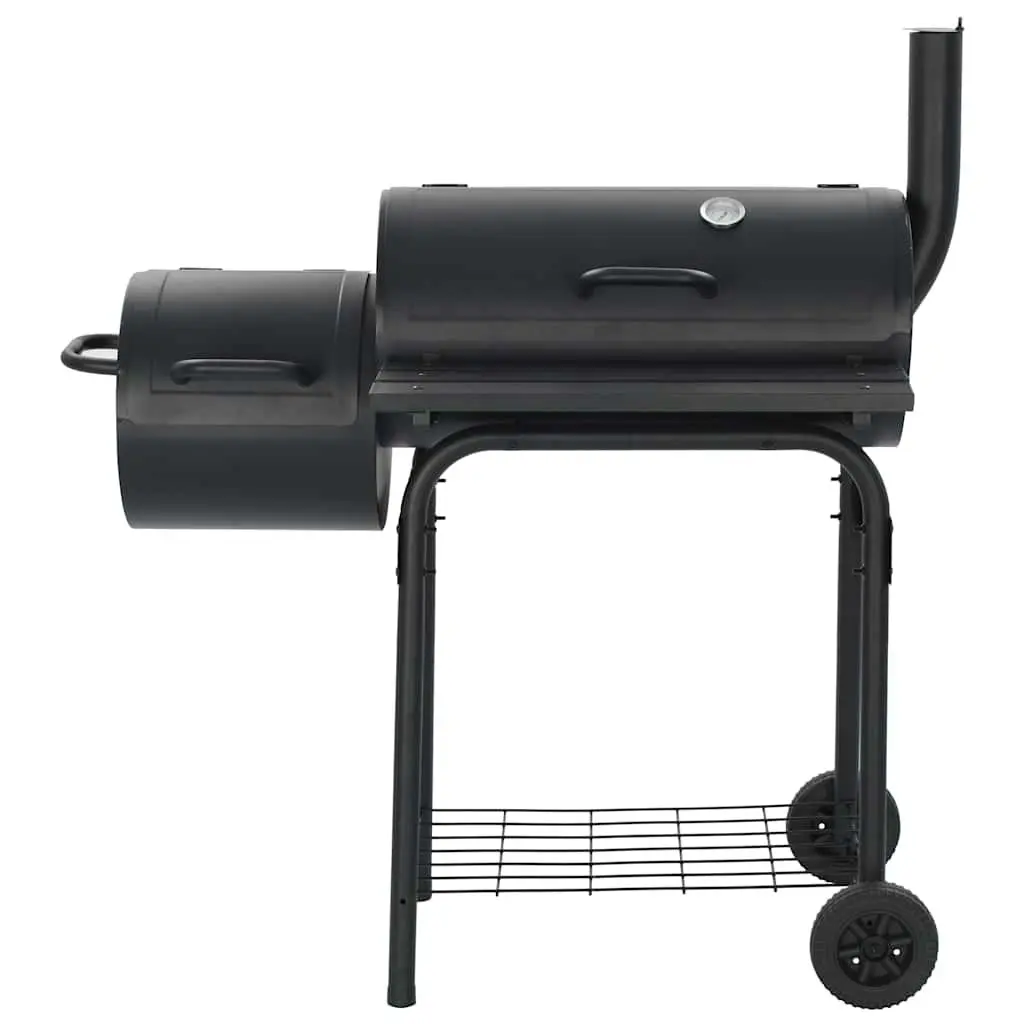 Offset Smoker Charcoal Black with Side Firebox Large Cooking Chamber for Outdoor Grilling and Smoking