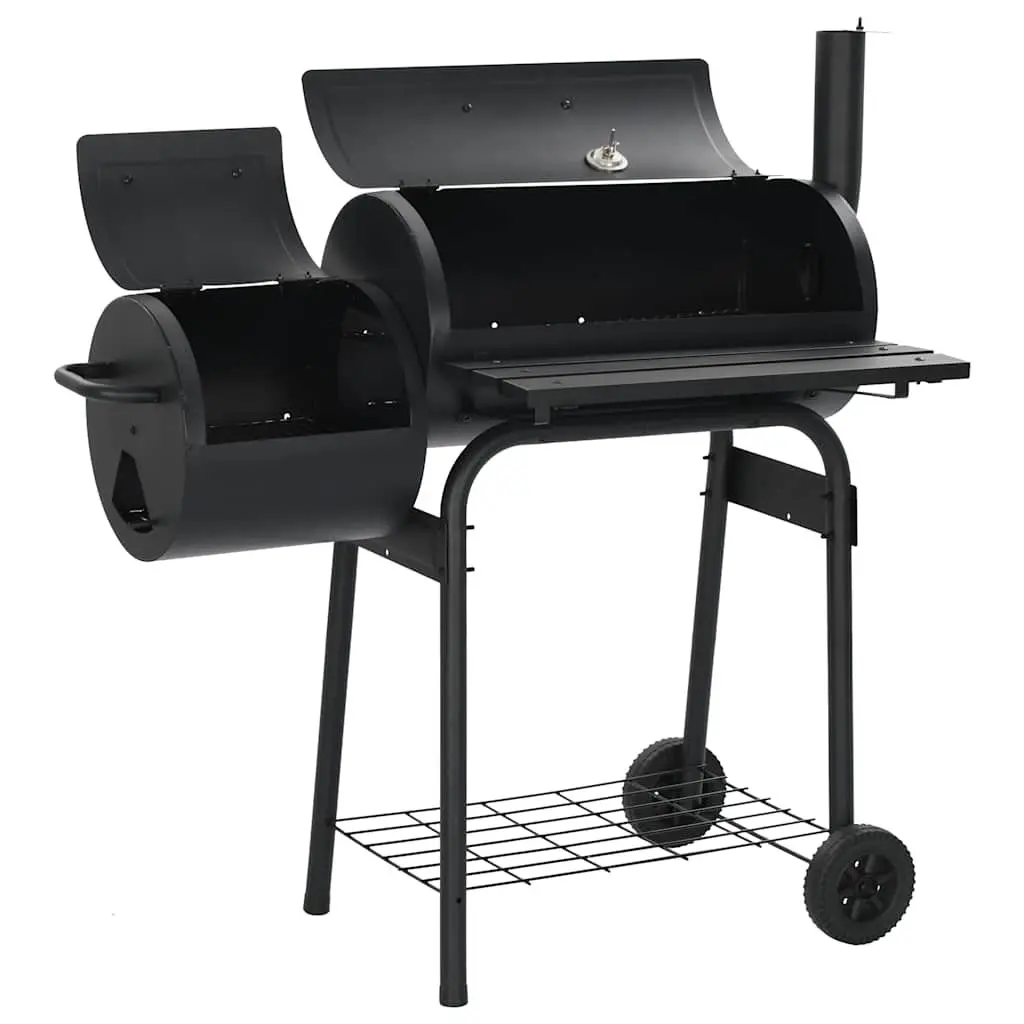 Offset Smoker Charcoal Black with Side Firebox Large Cooking Chamber for Outdoor Grilling and Smoking