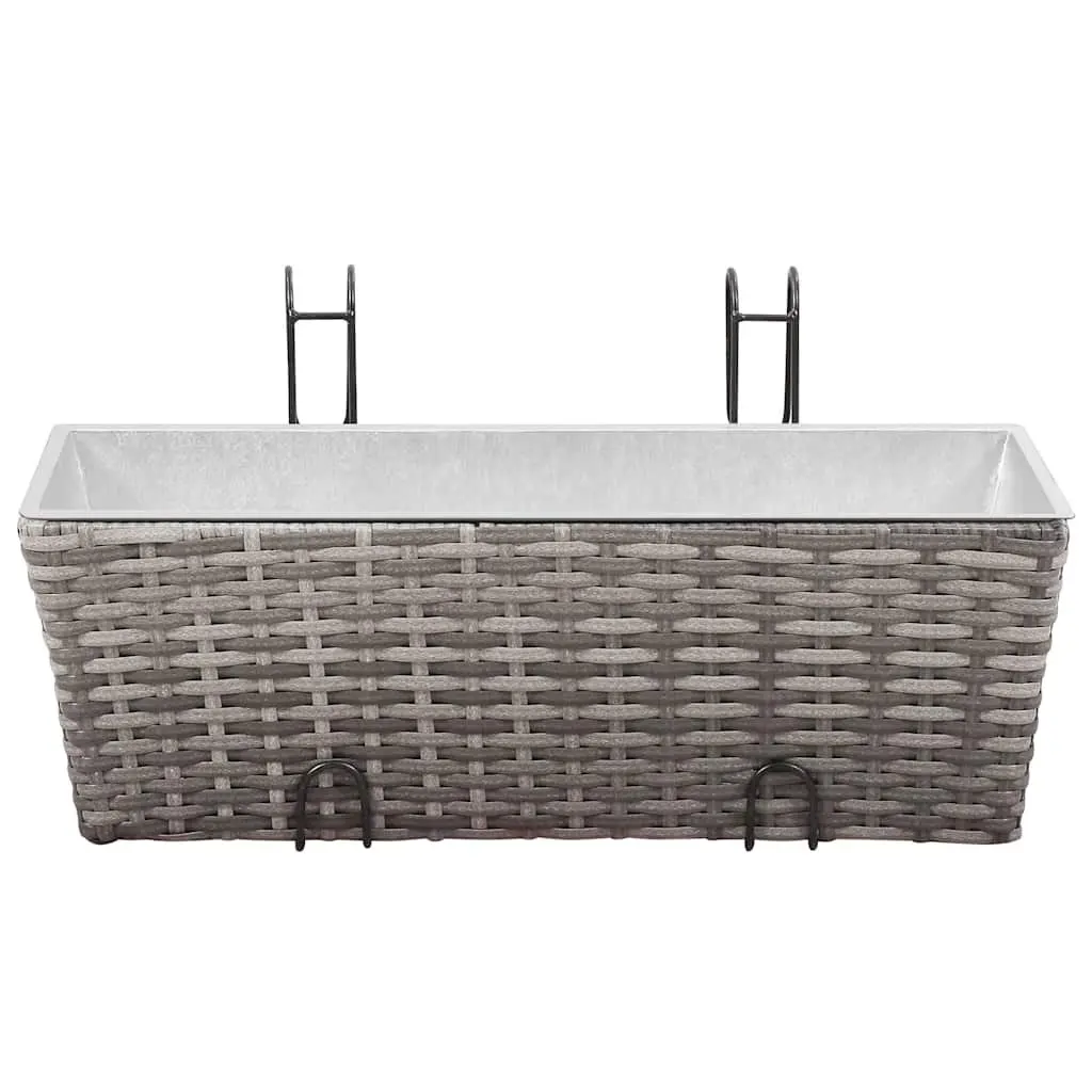 Railing Planters 50cm Grey Weather Resistant 2 Piece Suitable for Balcony and Windowsill Gardening