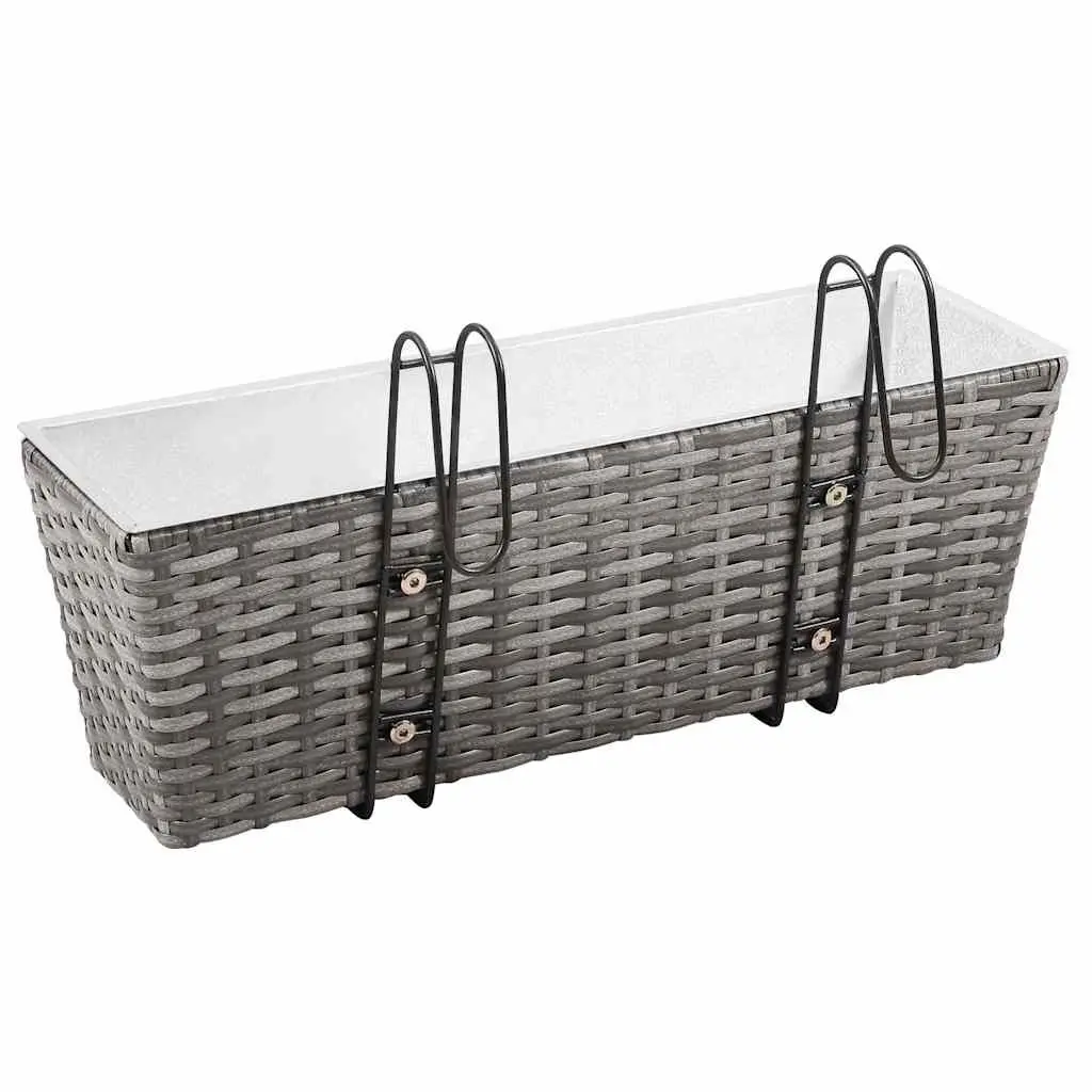 Railing Planters 50cm Grey Weather Resistant 2 Piece Suitable for Balcony and Windowsill Gardening