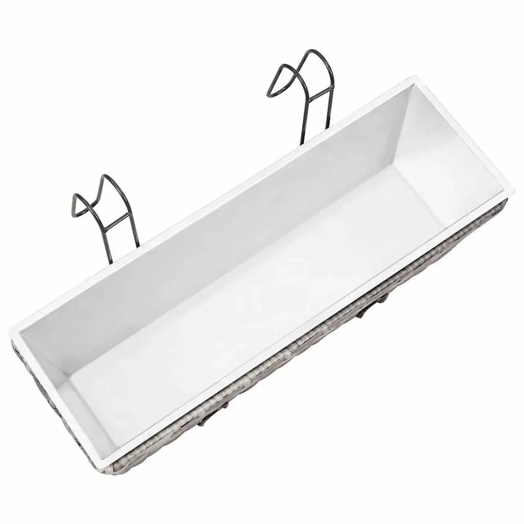 Railing Planters 50cm Grey Weather Resistant 2 Piece Suitable for Balcony and Windowsill Gardening