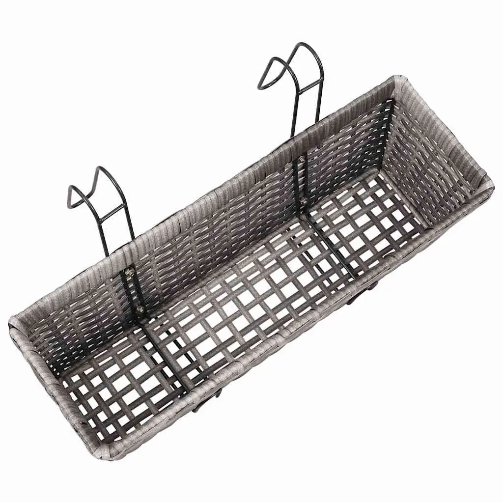 Railing Planters 50cm Grey Weather Resistant 2 Piece Suitable for Balcony and Windowsill Gardening
