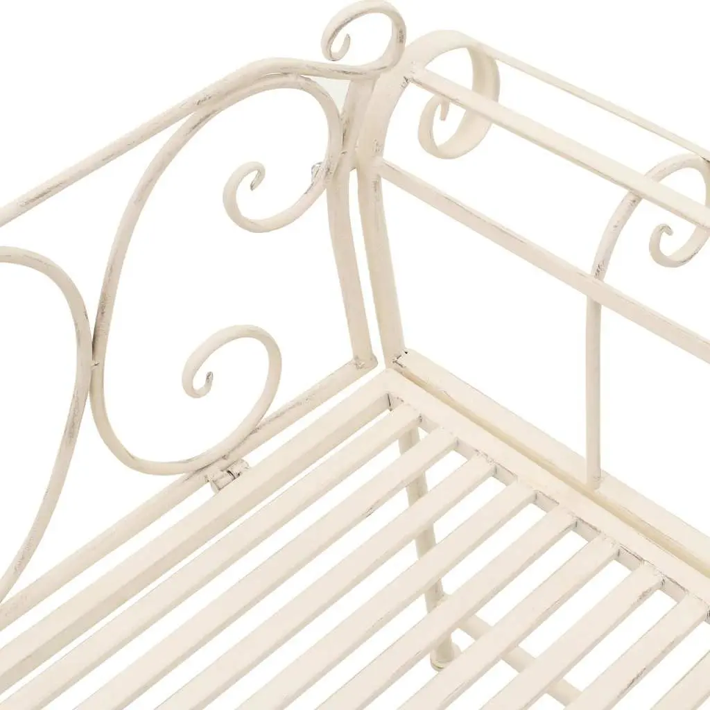 Garden Bench Scroll Pattern 132cm Metal Antique White Frame