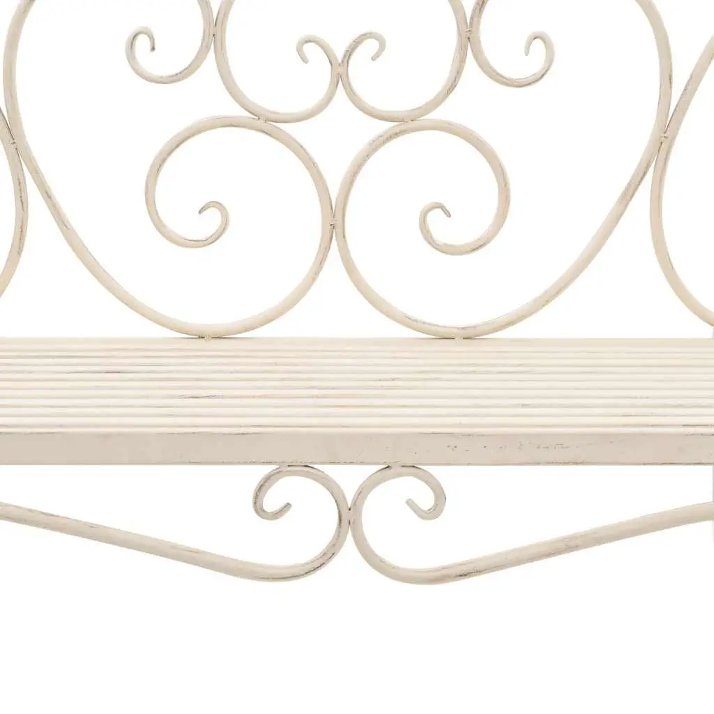 Garden Bench Scroll Pattern 132cm Metal Antique White Frame