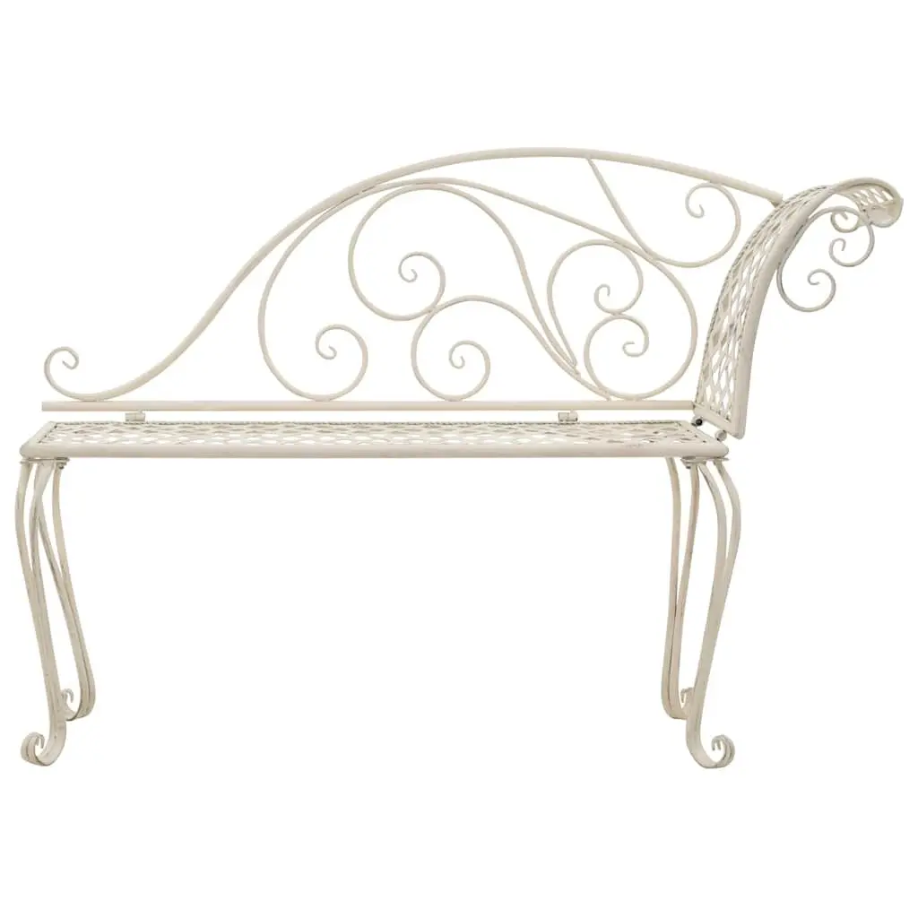 Garden Chaise Lounge 128cm Outdoor Lounger Metal Frame Patio Furniture White