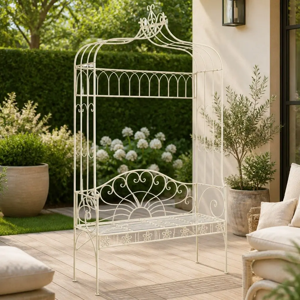 Garden Bench Antique Style Wrought Iron 122cm