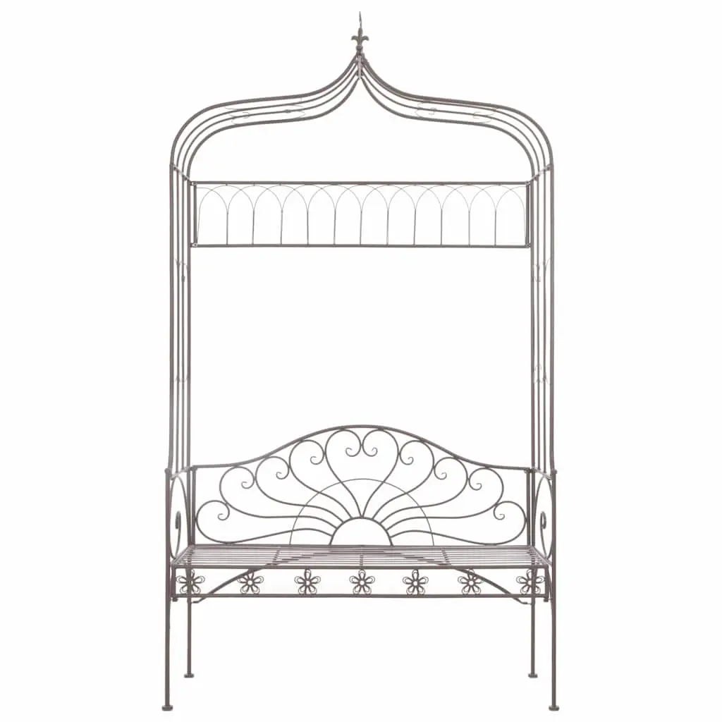 Outdoor Garden Bench Antique Brown Wrought Iron 122cm