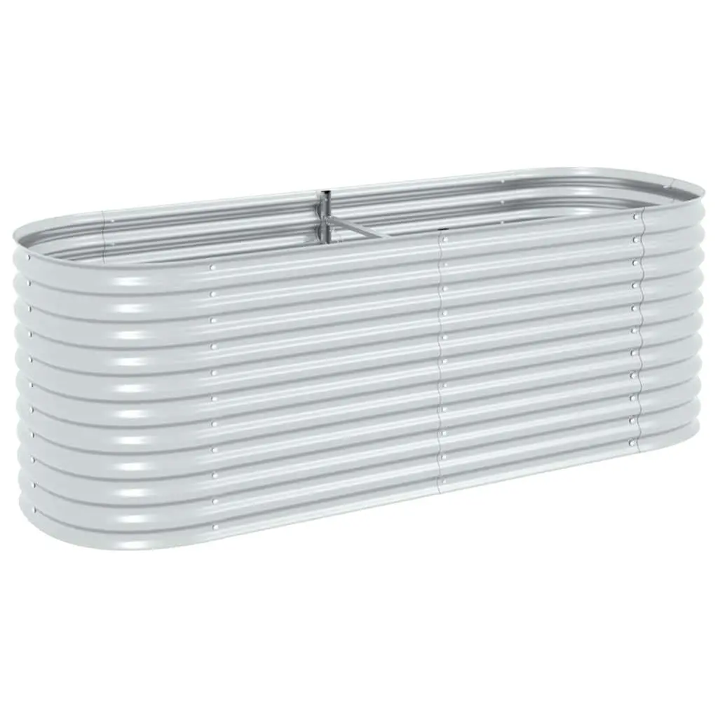 Galvanised Steel Garden Raised Bed Weather Resistant 240x80x81 cm Outdoor Planter Silver Box