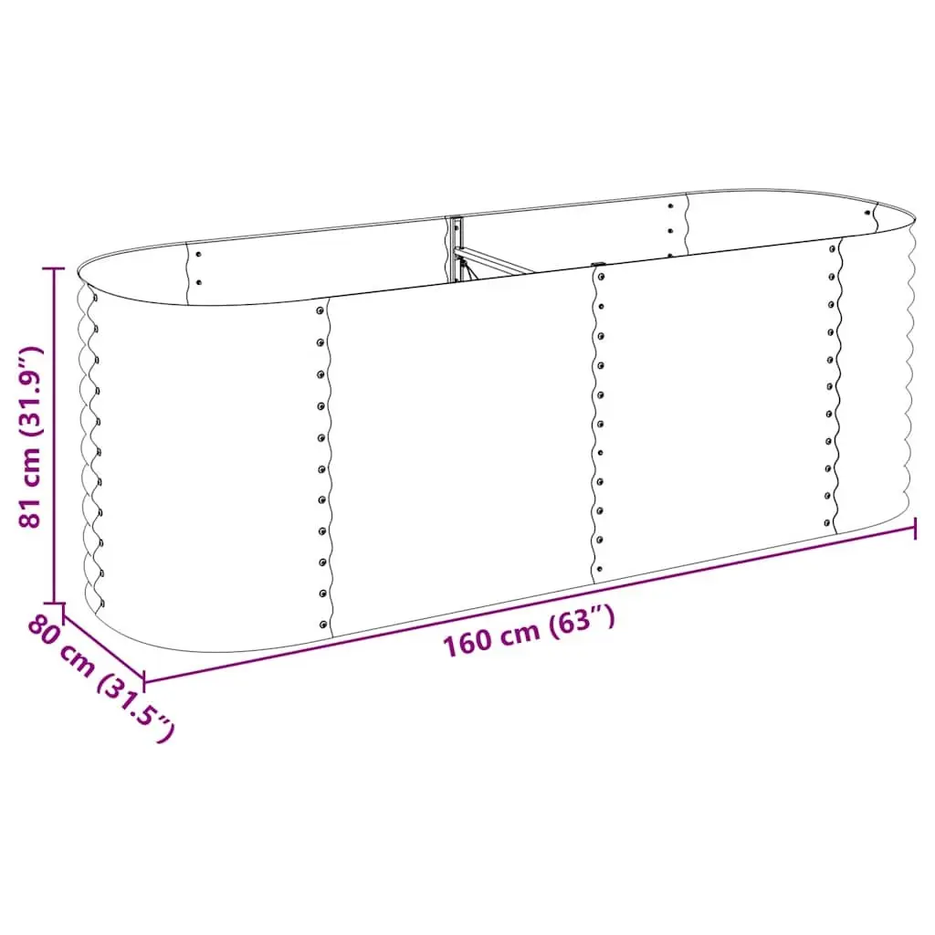 Galvanised Steel Garden Raised Bed Weather Resistant 240x80x81 cm Outdoor Planter Silver Box