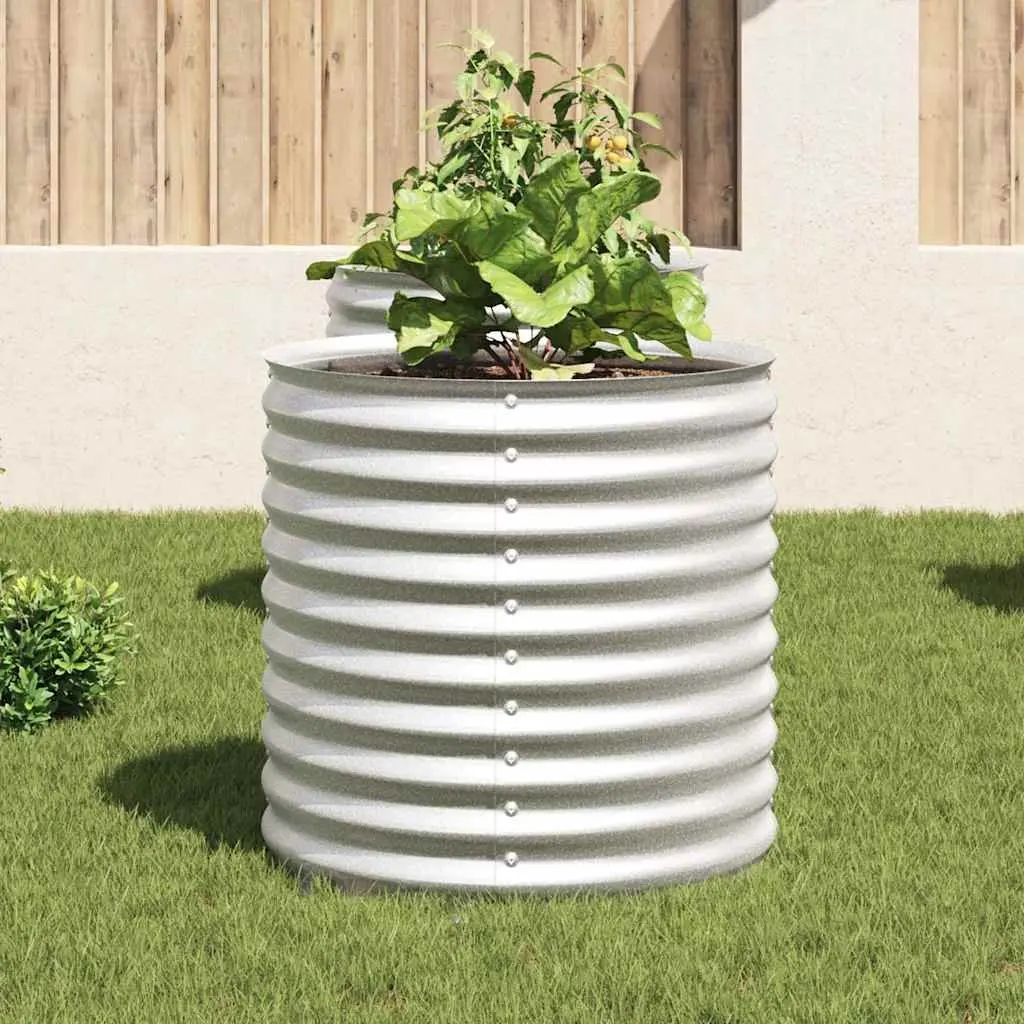 Galvanised Steel Raised Garden Bed Outdoor Planter Box 80x80x81 cm Silver