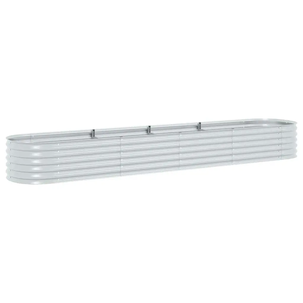 Garden Raised Bed Galvanised Steel 400x80x44 cm Outdoor Planter Silver