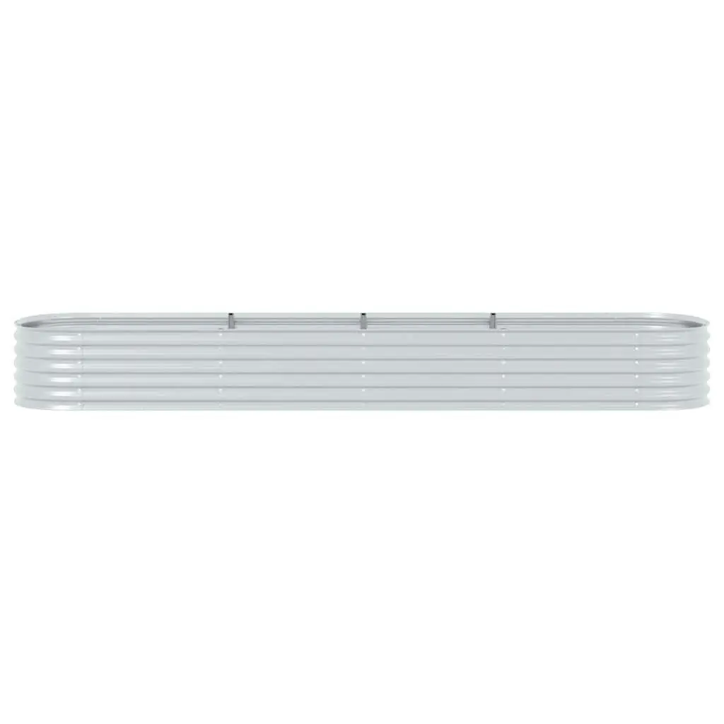 Garden Raised Bed Galvanised Steel 400x80x44 cm Outdoor Planter Silver