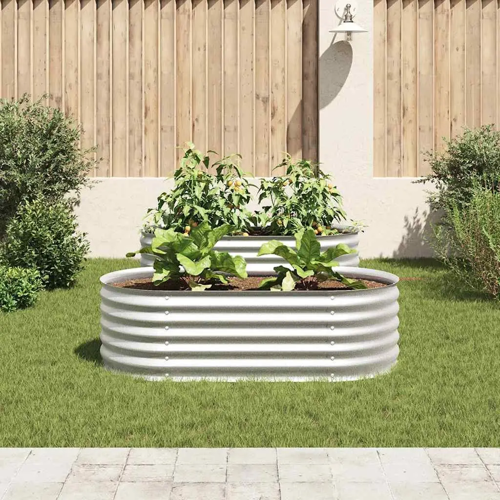 Garden Raised Bed Galvanised Steel 160x80x44 cm Silver Outdoor Planter