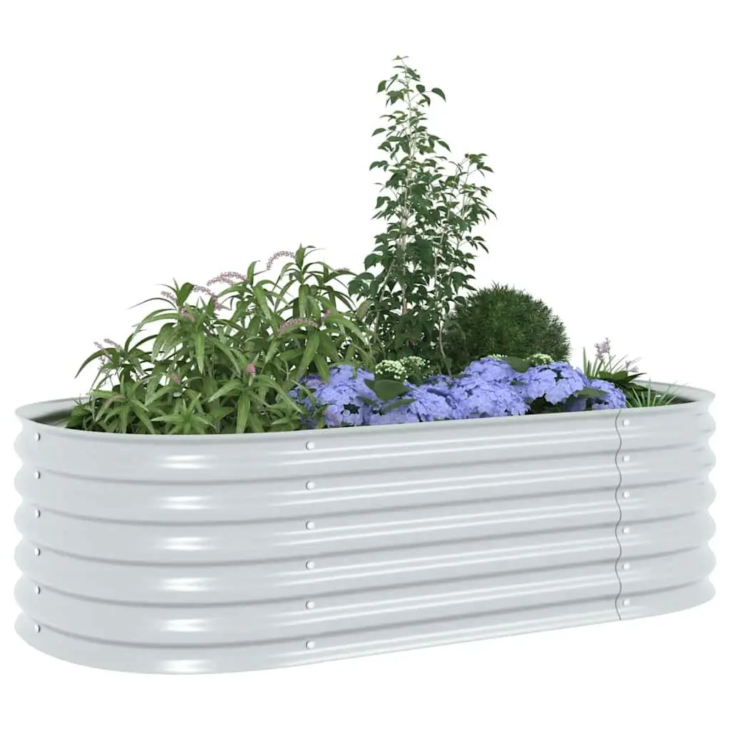 Garden Raised Bed Galvanised Steel 160x80x44 cm Silver Outdoor Planter