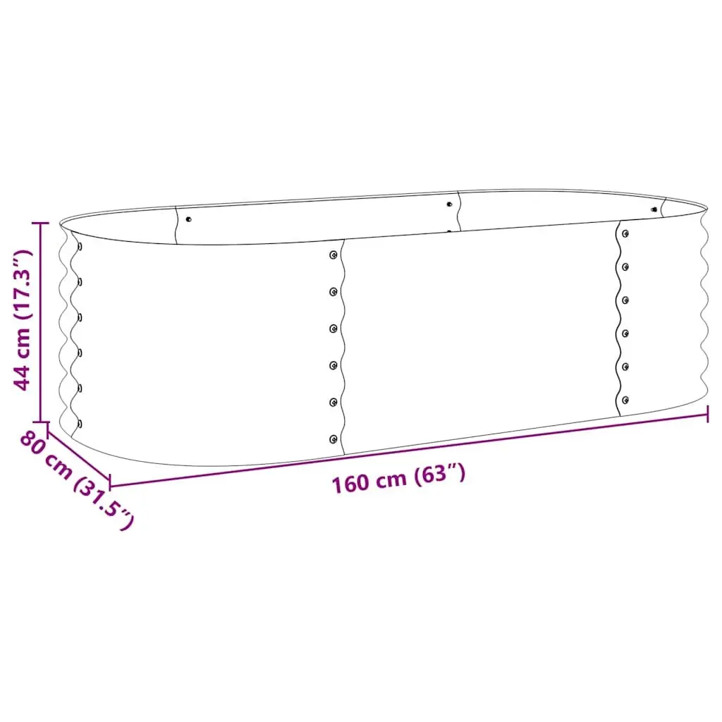 Garden Raised Bed Galvanised Steel 160x80x44 cm Silver Outdoor Planter