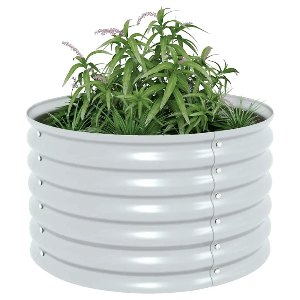 Raised Bed Outdoor Planter Silver Galvanised Steel Weather Resistant 80x80x44 cm