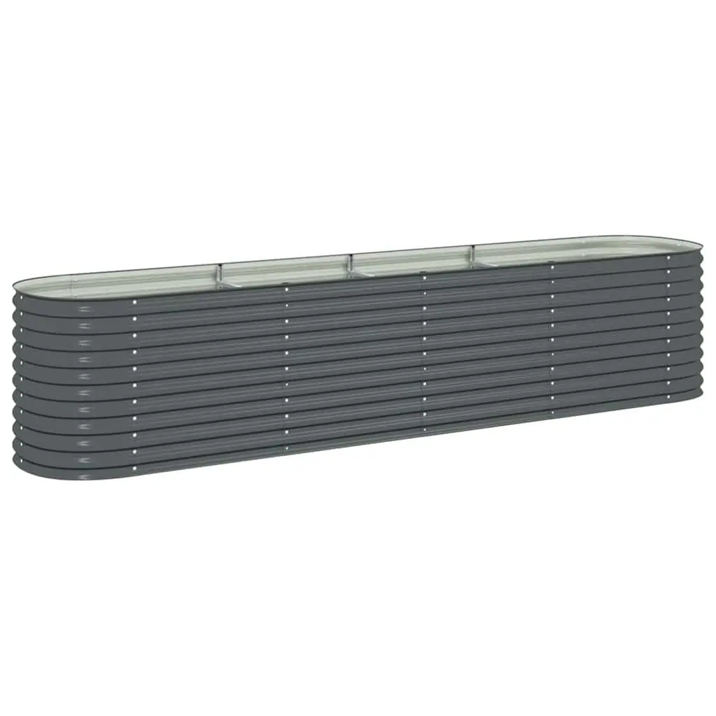 Garden Raised Bed Galvanised Steel Outdoor Planter 400x80x81 cm Grey