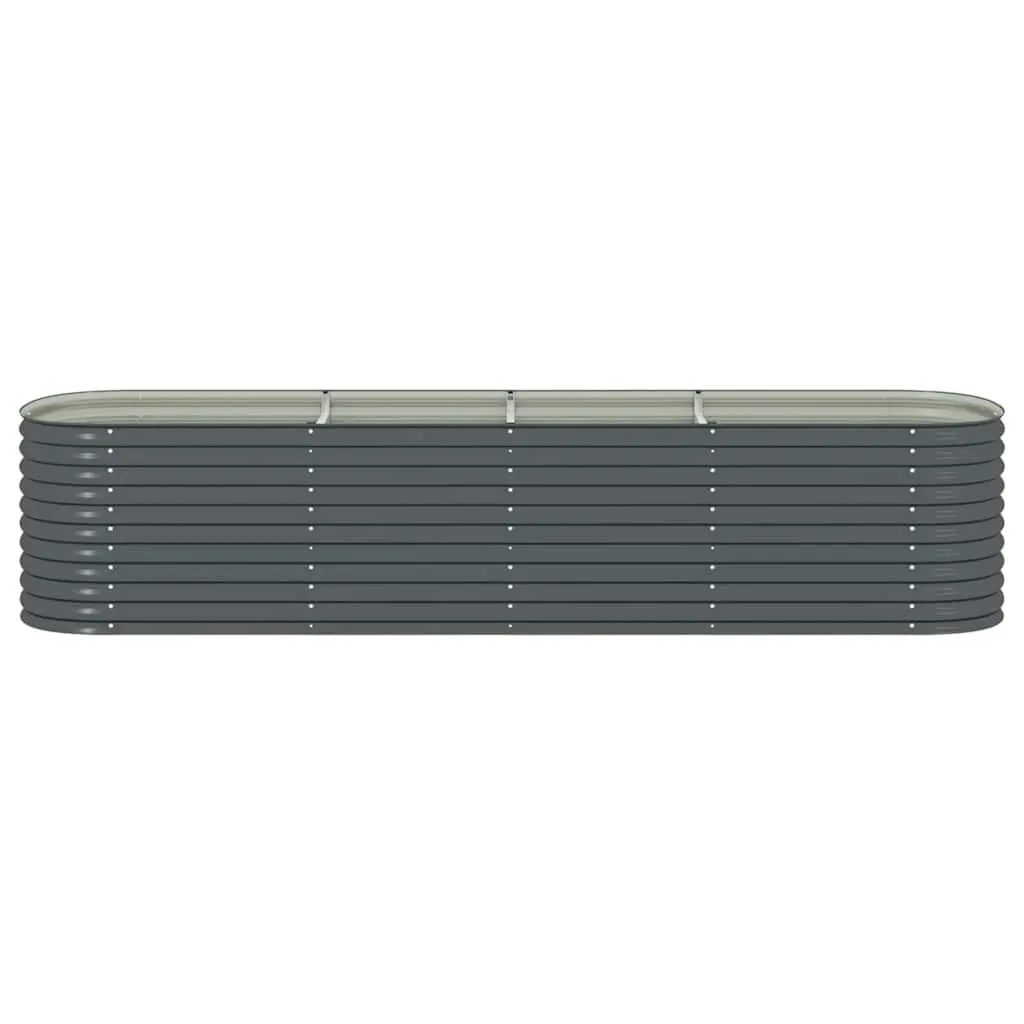 Garden Raised Bed Galvanised Steel Outdoor Planter 400x80x81 cm Grey