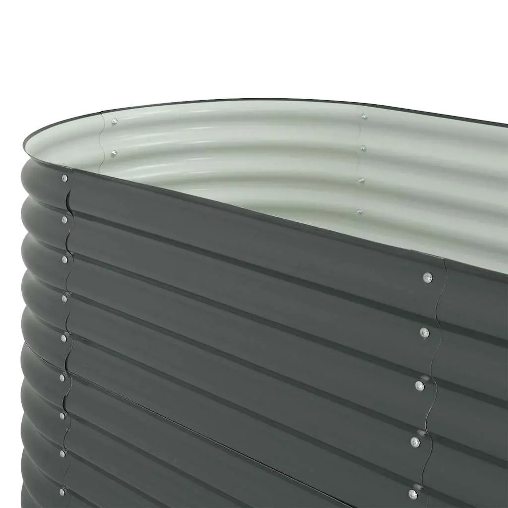 Garden Raised Bed Galvanised Steel Outdoor Planter 400x80x81 cm Grey