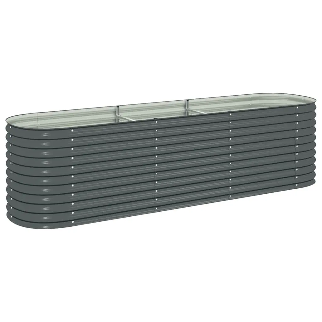 Galvanised Steel Garden Raised Bed Weather Resistant 320x80x81 cm Outdoor Planter Box Grey
