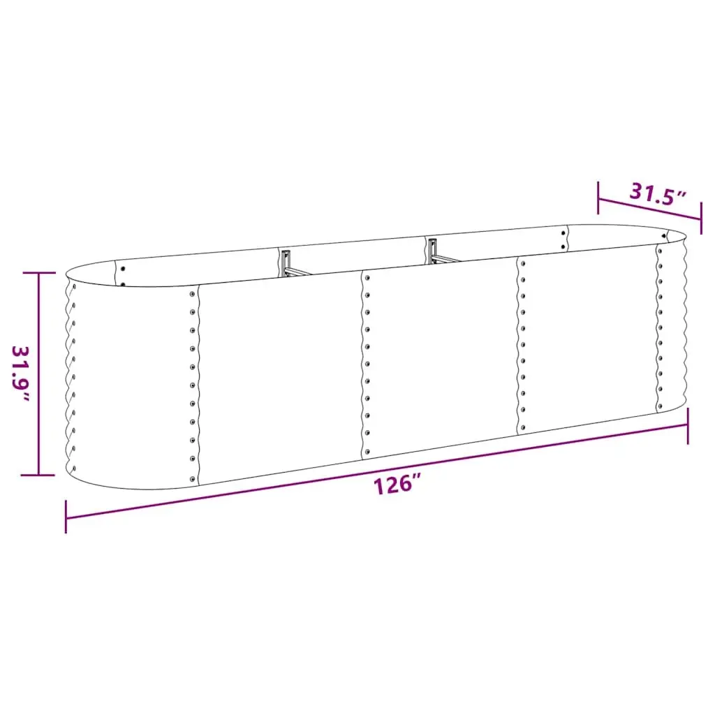 Galvanised Steel Garden Raised Bed Weather Resistant 320x80x81 cm Outdoor Planter Box Grey