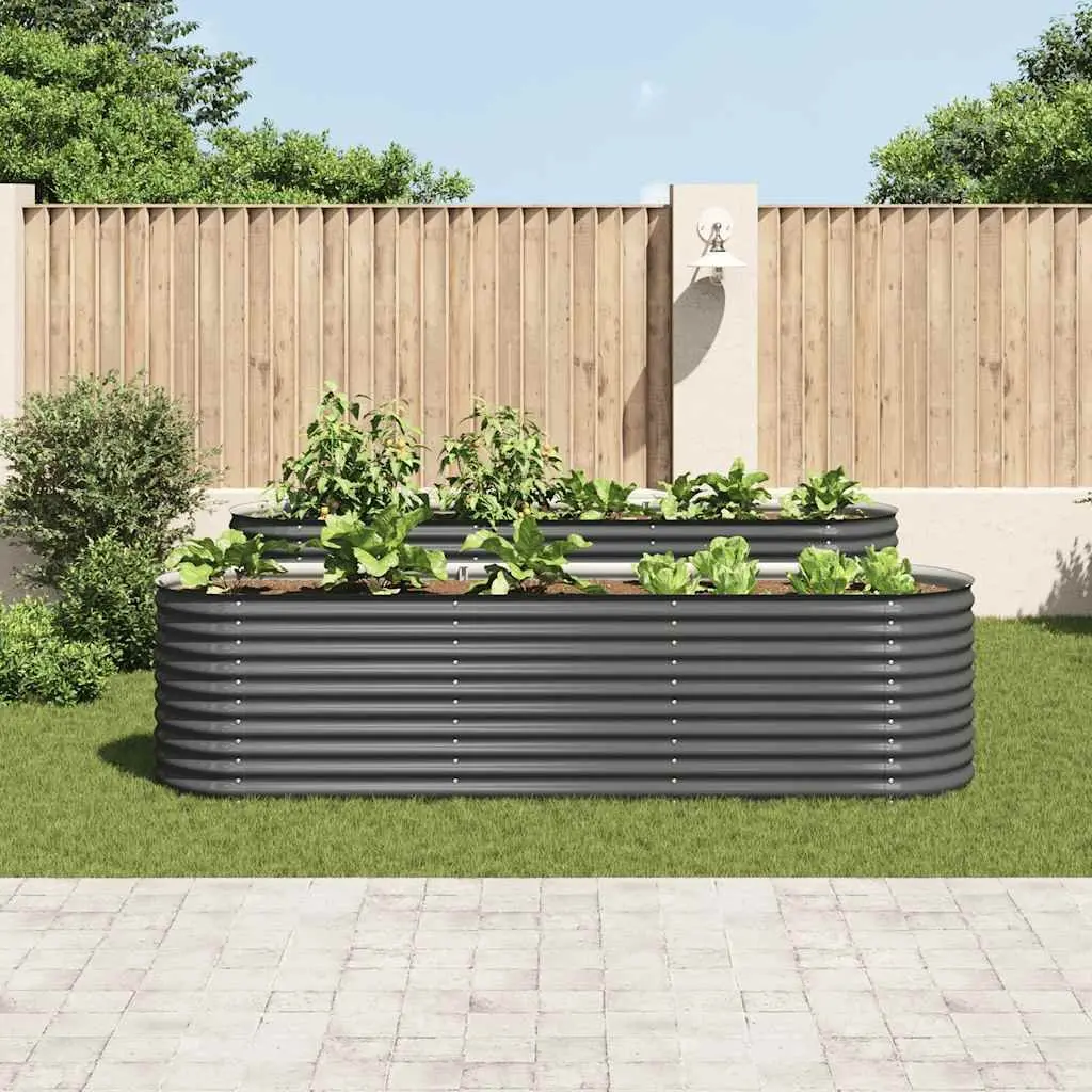 Galvanised Steel Garden Raised Bed Weather Resistant 320x80x81 cm Outdoor Planter Box Grey