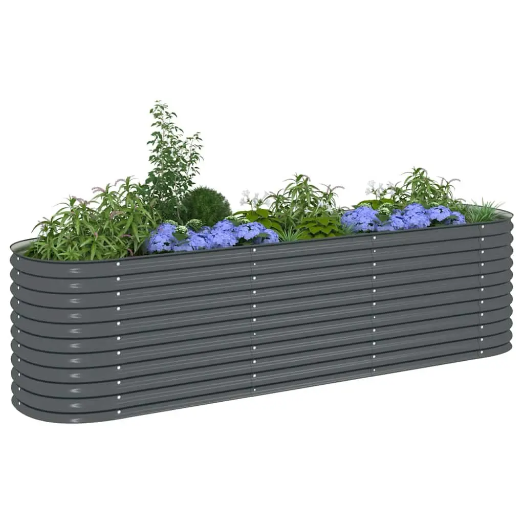Galvanised Steel Garden Raised Bed Weather Resistant 320x80x81 cm Outdoor Planter Box Grey