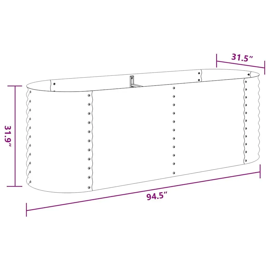 Garden Raised Bed 240x80x81 cm Galvanised Steel Planter Outdoor Greywares
