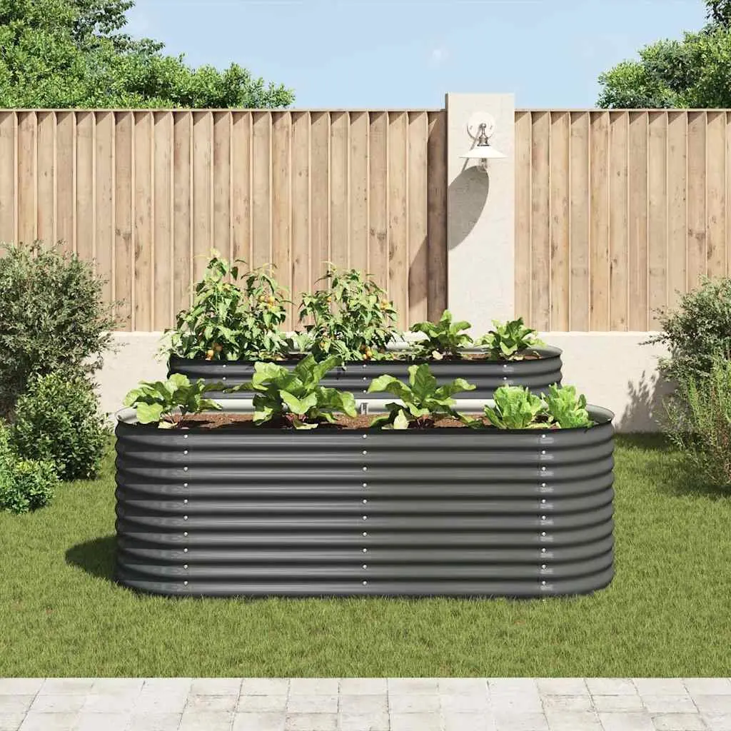 Garden Raised Bed 240x80x81 cm Galvanised Steel Planter Outdoor Greywares