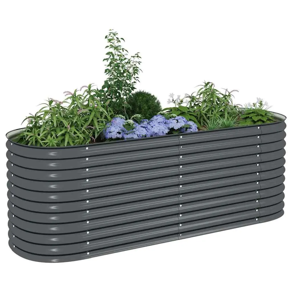 Garden Raised Bed 240x80x81 cm Galvanised Steel Planter Outdoor Greywares