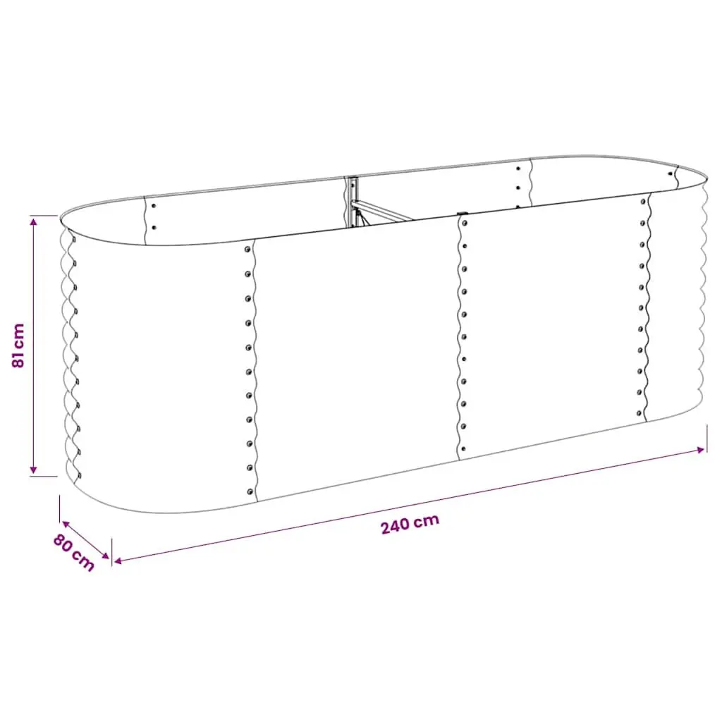 Garden Raised Bed 240x80x81 cm Galvanised Steel Planter Outdoor Greywares