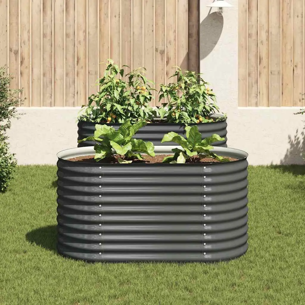 Galvanised Steel Garden Planter 160x80x81cm Outdoor Grey Raised Bed for Balcony