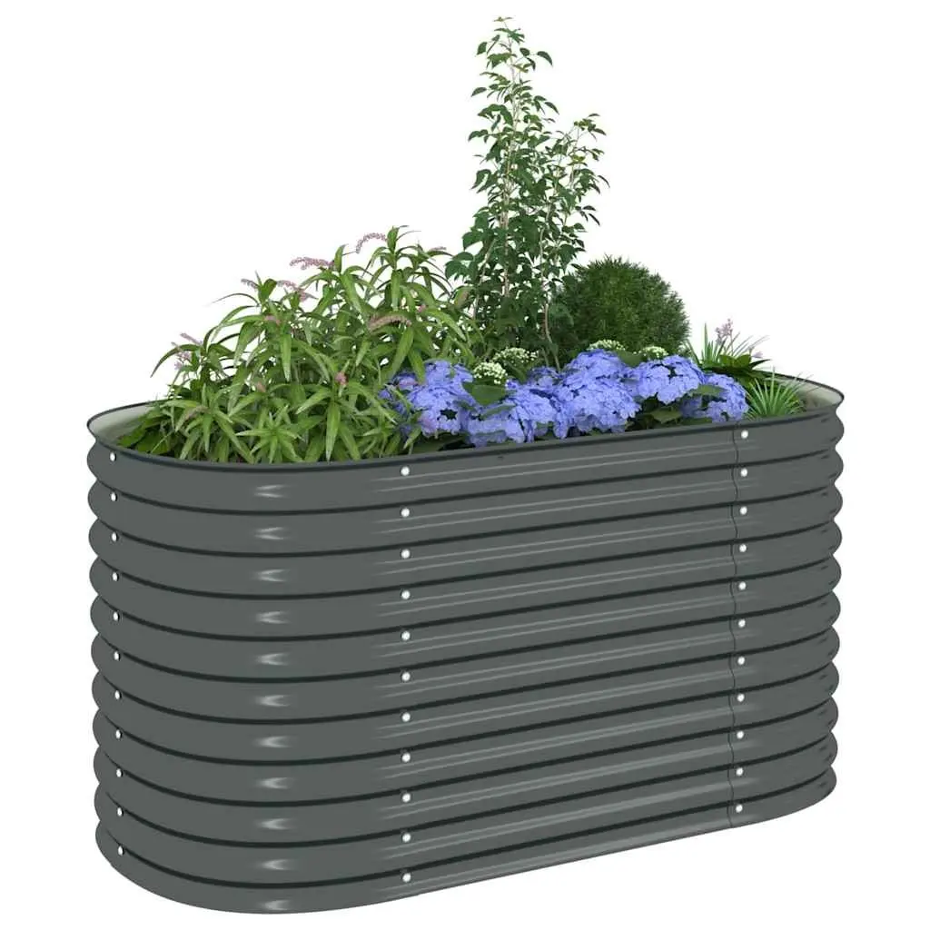 Galvanised Steel Garden Planter 160x80x81cm Outdoor Grey Raised Bed for Balcony