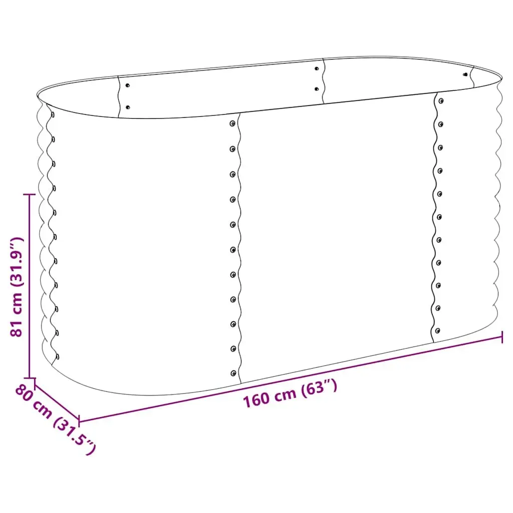Galvanised Steel Garden Planter 160x80x81cm Outdoor Grey Raised Bed for Balcony