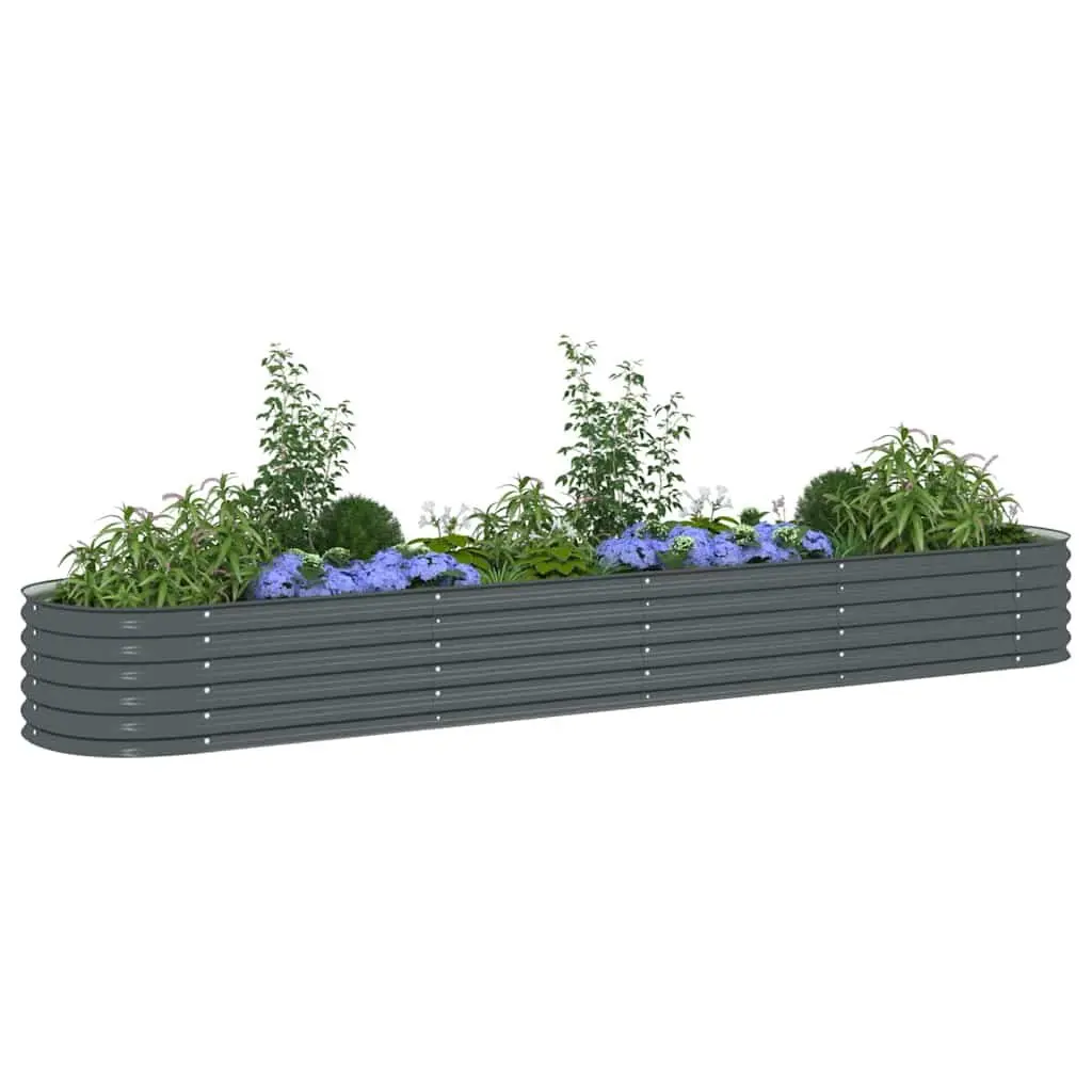 Galvanised Steel Raised Bed Weather Resistant 400x80x44 cm Outdoor Planter Box Grey