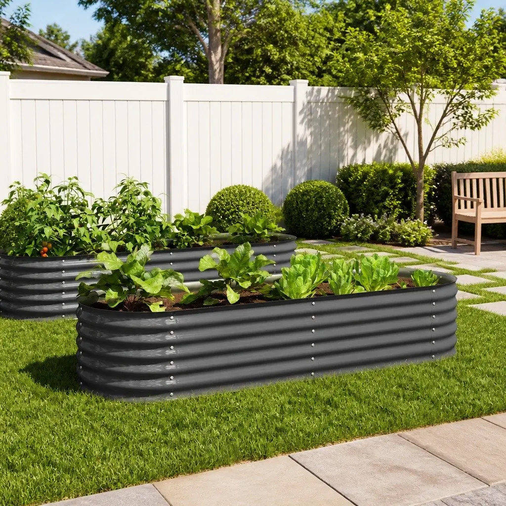 Garden Raised Bed Galvanised Steel 240x80x44 cm Grey Outdoor Planter Box
