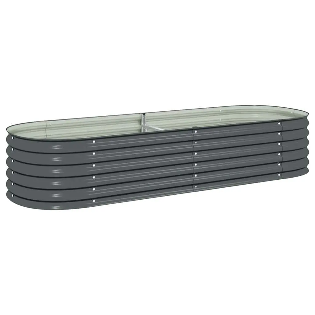Garden Raised Bed Galvanised Steel 240x80x44 cm Grey Outdoor Planter Box