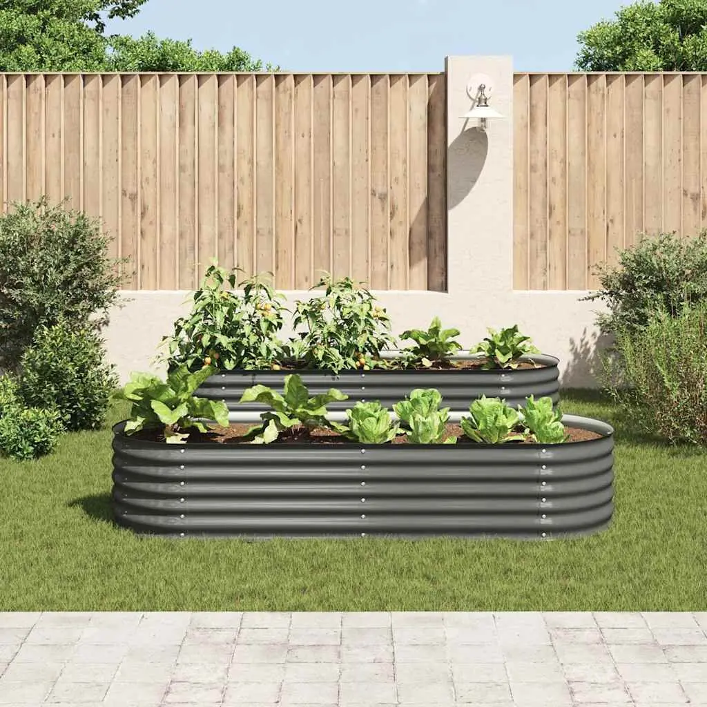 Garden Raised Bed Galvanised Steel 240x80x44 cm Grey Outdoor Planter Box