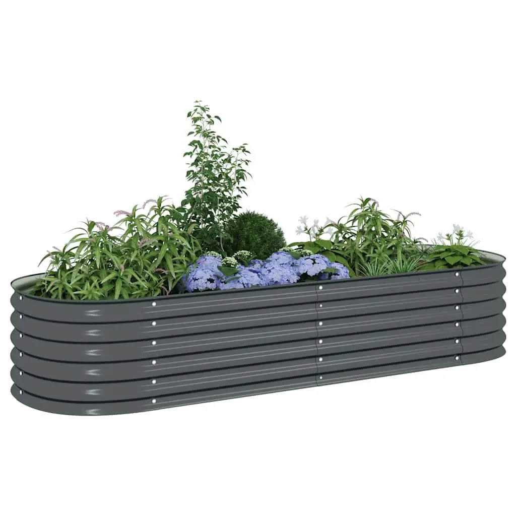 Garden Raised Bed Galvanised Steel 240x80x44 cm Grey Outdoor Planter Box