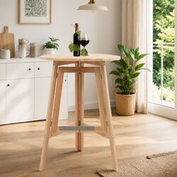 Foldable Bar Table 78 cm Brown Fir Wood High Cocktail Furniture Indoor Outdoor