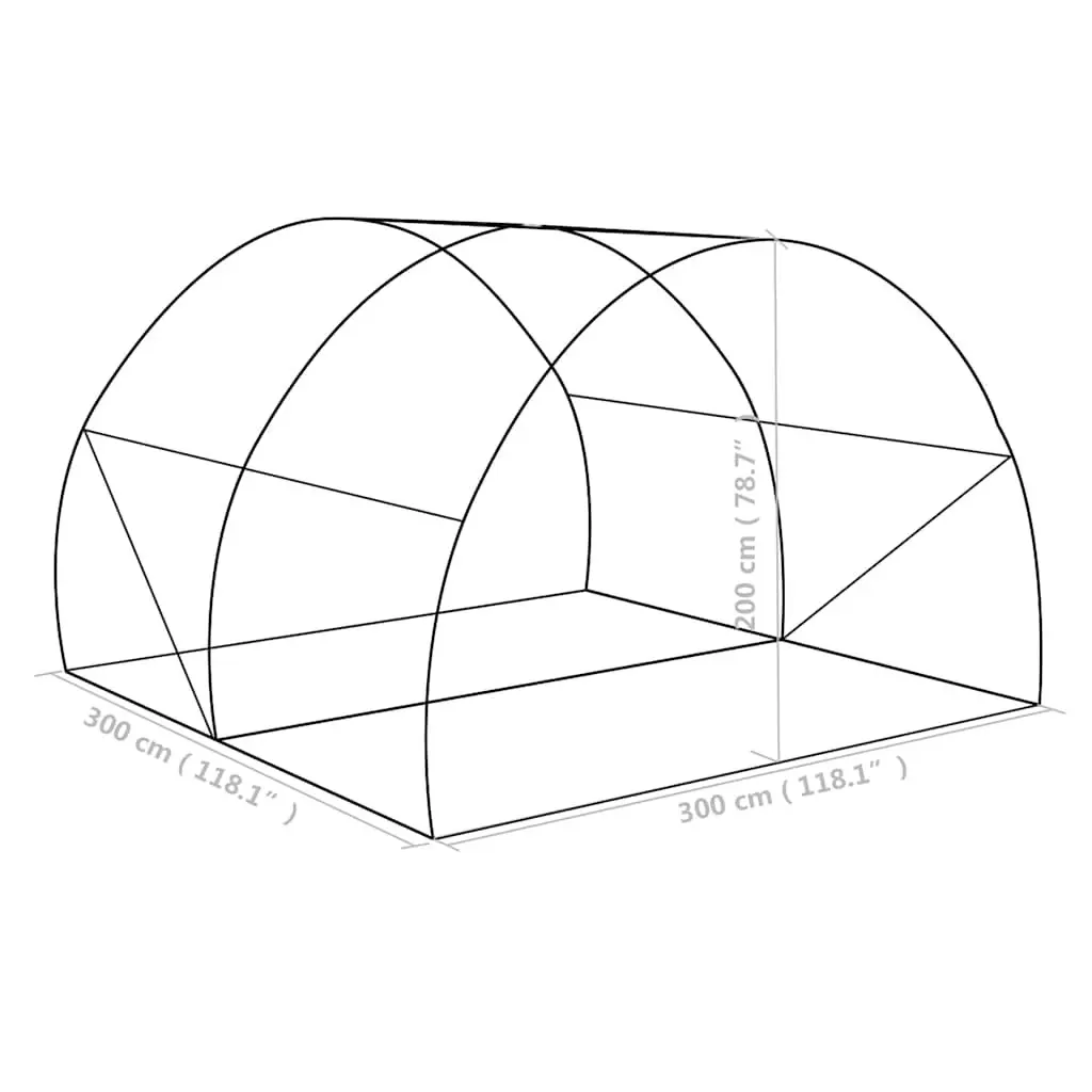 Greenhouse 9m² Galvanised Steel Frame 300x300x200cm Durable PE Mesh Garden Plant House