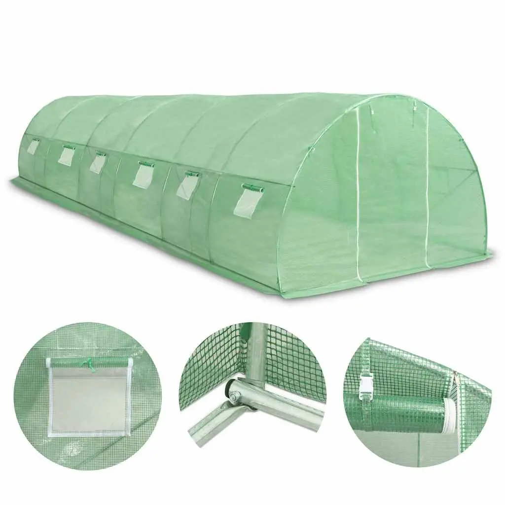 Greenhouse Spacious 27 m² PE Mesh Fabric 900x300x200 cm with Ventilation Windows and Door