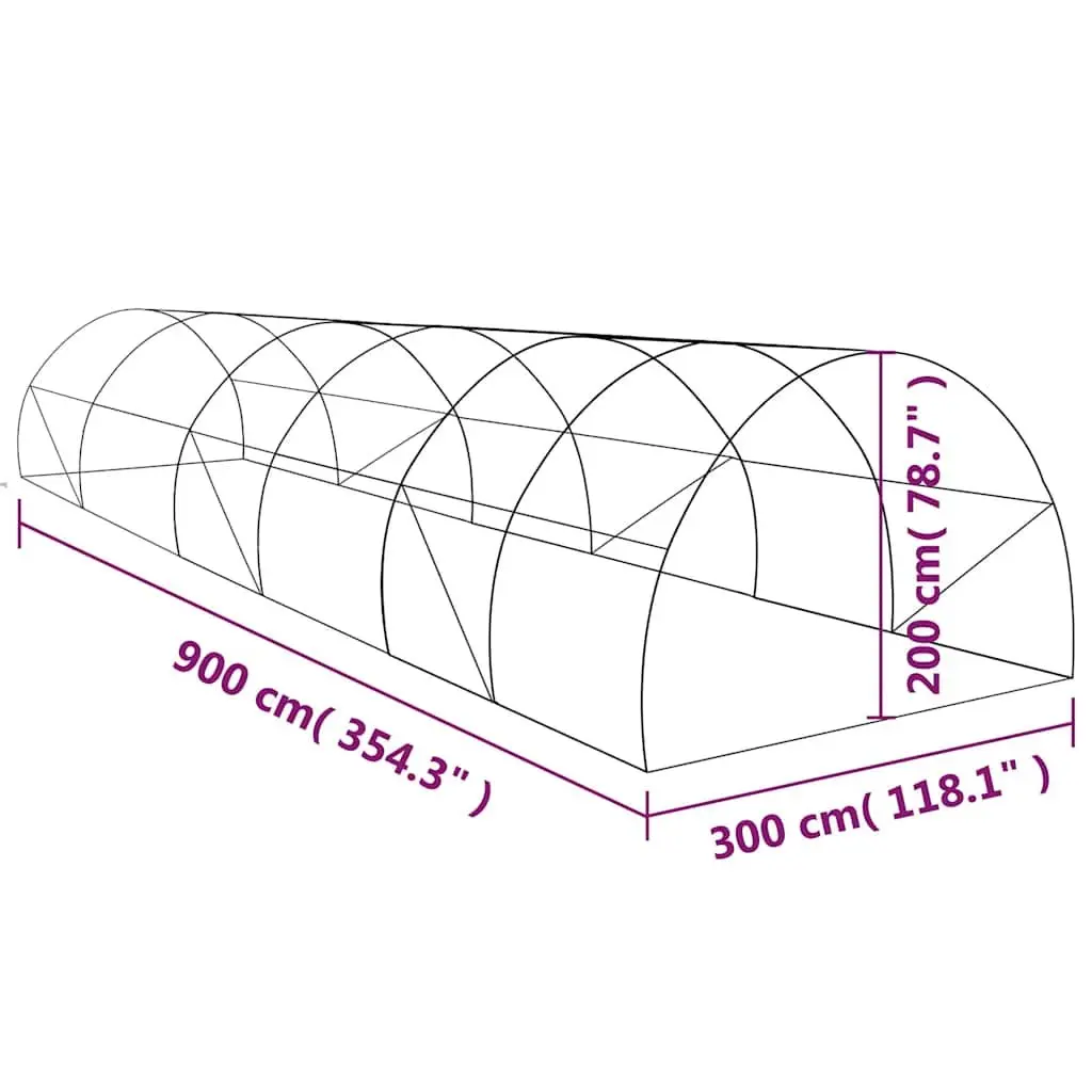 Greenhouse Spacious 27 m² PE Mesh Fabric 900x300x200 cm with Ventilation Windows and Door