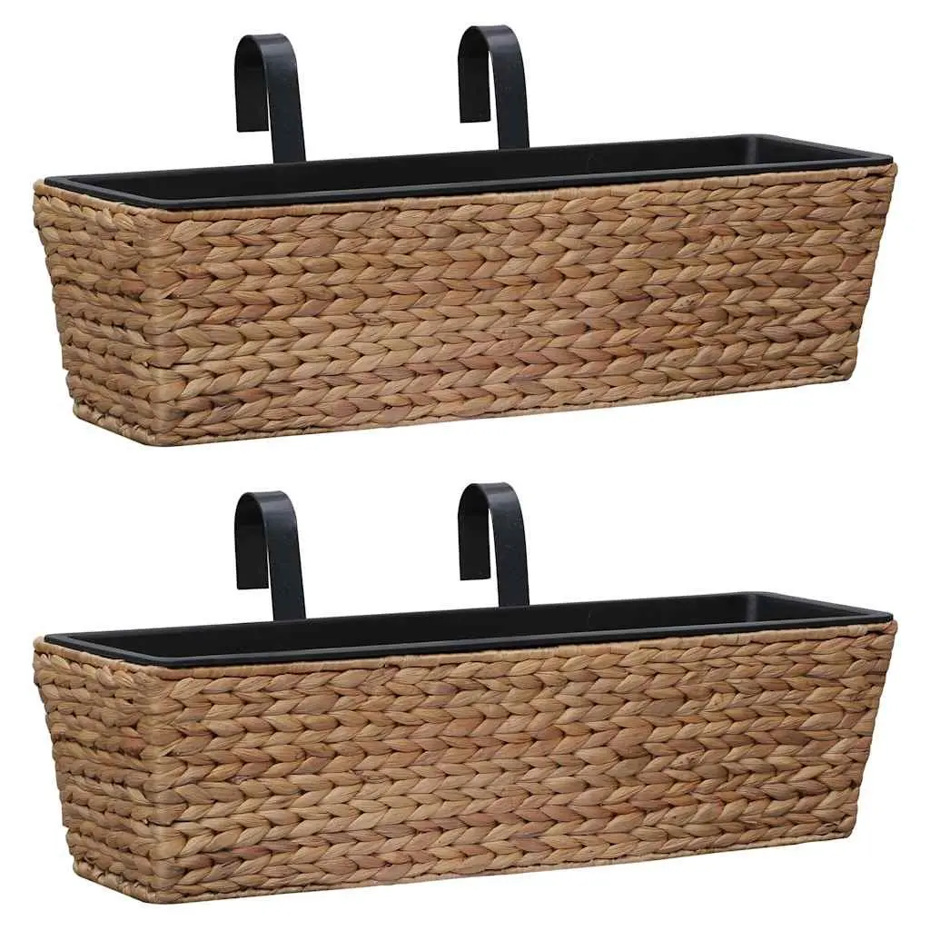 Indoor Plant Pots Set Water Hyacinth 2 Piece Removable Containers Brown