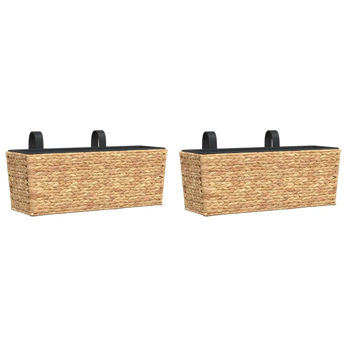 Indoor Plant Pots Set Water Hyacinth 2 Piece Removable Containers Brown