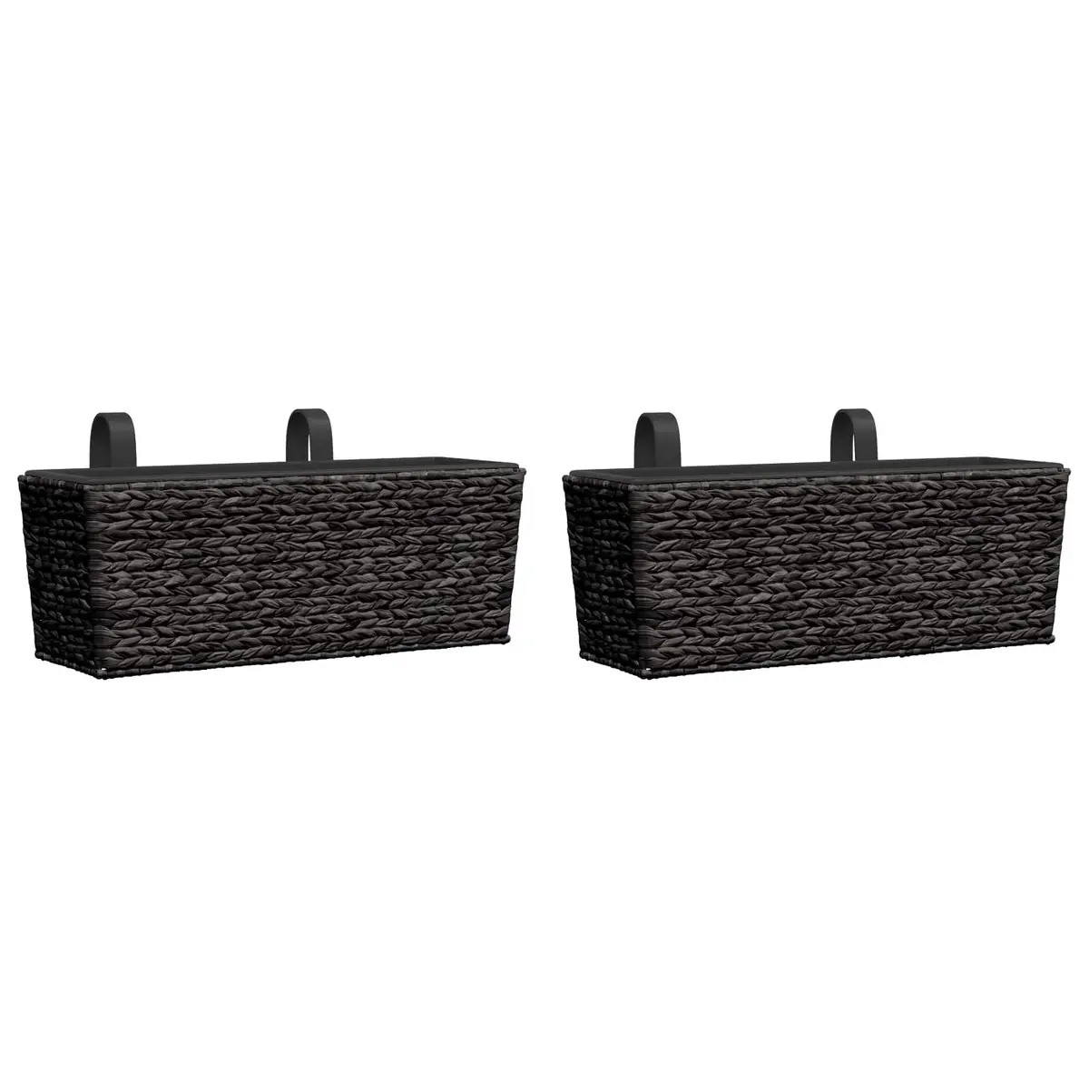 Water Hyacinth Planters Set of 2 Black Indoor Garden Pots Removable Pots