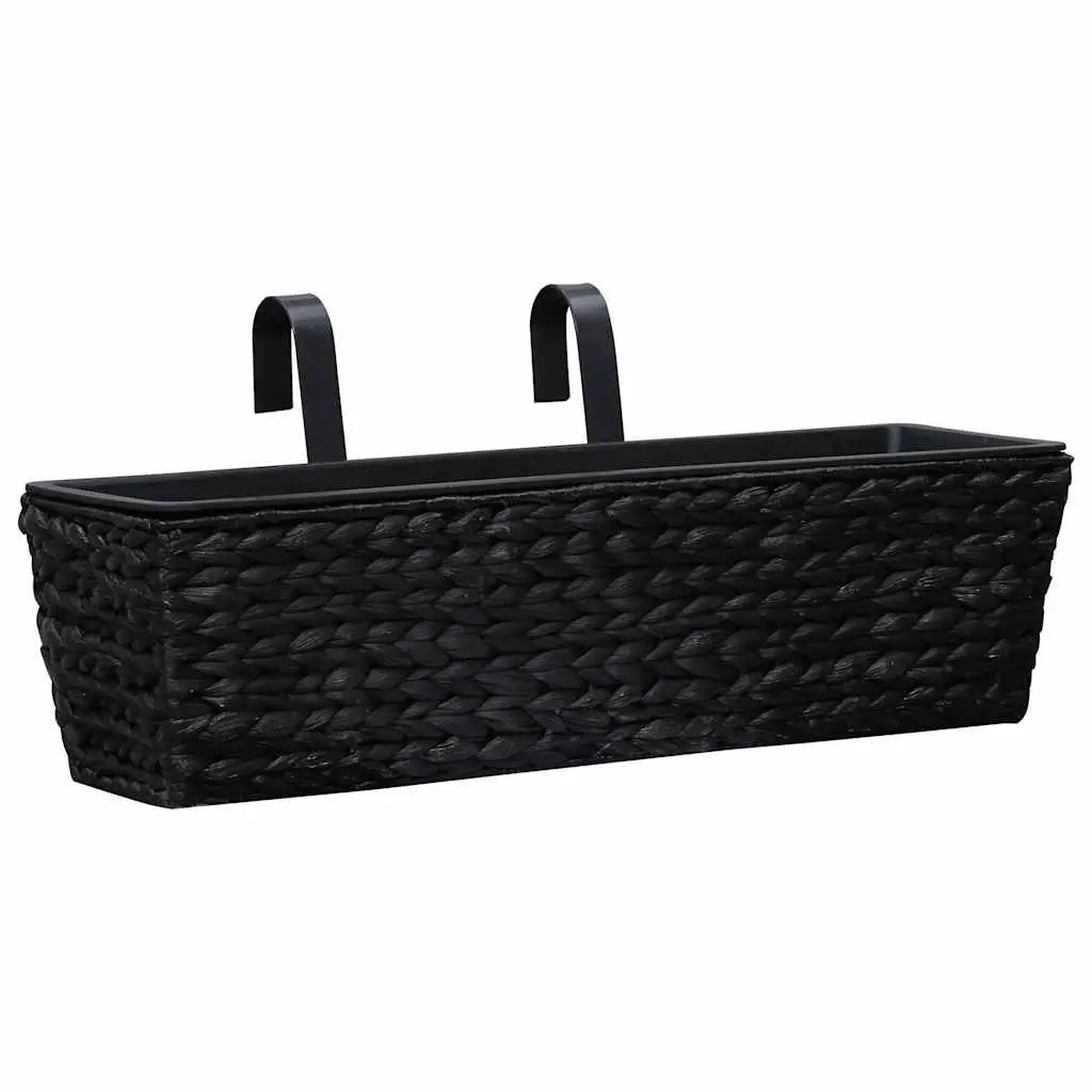 Water Hyacinth Planters Set of 2 Black Indoor Garden Pots Removable Pots