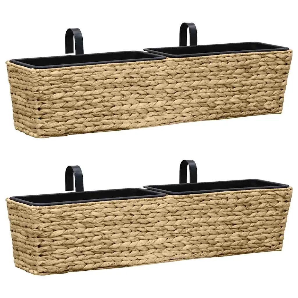 Water Hyacinth Planters Decorative Brown Indoor Set of 2 Removable Pots