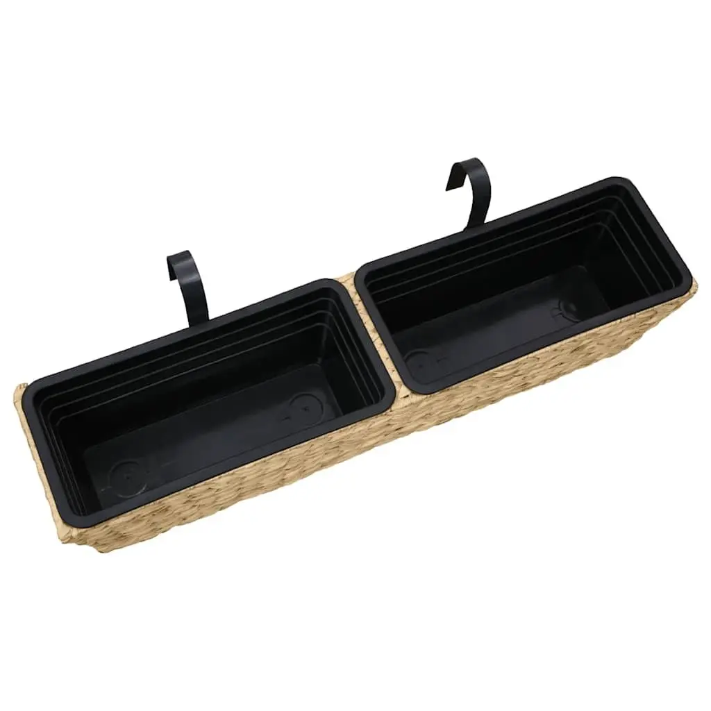Water Hyacinth Planters Decorative Brown Indoor Set of 2 Removable Pots